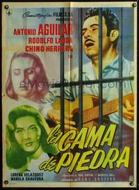p233 LA CAMA DE PIEDRA Mexican movie poster '58 Aguilar