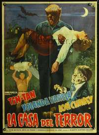 p236 LA CASA DEL TERROR Mexican movie poster '60 Lon Chaney Jr.