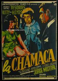 p237 LA CHAMACA Mexican movie poster '61 Mistral, cool art!