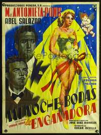 p239 LA ENGANADORA Mexican movie poster '56 sexy artwork!
