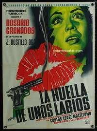 p243 LA HUELLA DE UNOS LABIOS Mexican movie poster '52 Renau