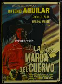 p245 LA MARCA DEL CUERVO Mexican movie poster '58 cool art!
