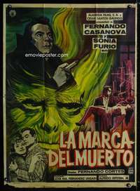 p246 LA MARCA DEL MUERTO Mexican movie poster '61 horror art!