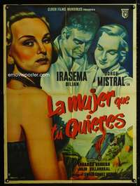 p252 LA MUJER QUE TU QUIERES Mexican movie poster '52 sexy art