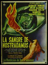 p257 LA SANGRE DE NOSTRADAMUS Mexican movie poster '61 cool!