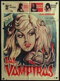 p266 LAS VAMPIRAS Mexican movie poster '69 sexy horror art!