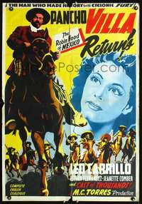 p177 PANCHO VILLA RETURNS Mexican export movie poster '50 Leo Carrillo