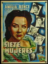 p286 SIETE MUJERES Mexican movie poster '53 Amelia Bence