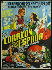 p288 SWORD OF GRANADA Mexican movie poster '56 Vargas art!