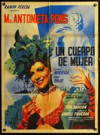 p290 UN CUERPO DE MUJER Mexican movie poster '49 Juanino art!