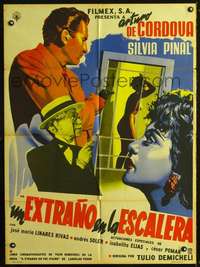 p291 UN EXTRANO EN LA ESCALERA Mexican movie poster '55 Pinal
