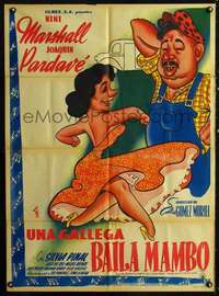 p292 UNA GALLEGA BAILA MAMBO Mexican movie poster '51 wacky!