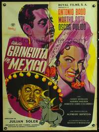 p293 UNA GRINGUITA EN MEXICO Mexican movie poster '51 Renau art