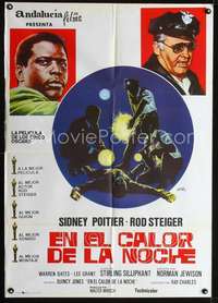 p132 IN THE HEAT OF THE NIGHT Spanish movie poster R77 cool Jano art!