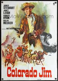 p144 NAKED SPUR Spanish movie poster R82 Jano art of James Stewart!