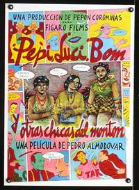 p097 PEPI, LUCI, BOM Spanish 19x27 movie poster '80 Pedro Almodovar