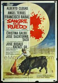 p156 SANGRE EN EL RUEDO Spanish movie poster '69 bullfighting art!