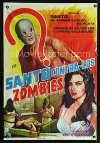p157 SANTO CONTRA LOS ZOMBIES Spanish movie poster '62 wrestler!