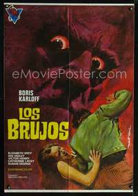 p165 SORCERERS Spanish movie poster R73 Karloff, cool horror art!