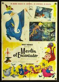 p167 SWORD IN THE STONE Spanish movie poster '64 Disney, King Arthur!