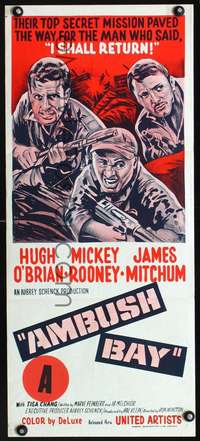 s574 AMBUSH BAY Australian daybill movie poster '66 O'Brian, Mickey Rooney