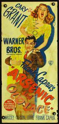 s561 ARSENIC & OLD LACE Australian daybill 1945 Cary Grant, Priscilla Lane, Frank Capra classic!
