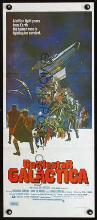 s553 BATTLESTAR GALACTICA Australian daybill movie poster '78 Tanenbaum art!