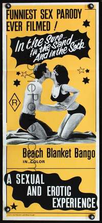 s552 BEACH BLANKET BANGO Australian daybill movie poster '75sexual & erotic!