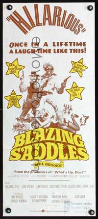 s534 BLAZING SADDLES Australian daybill movie poster '74 Mel Brooks