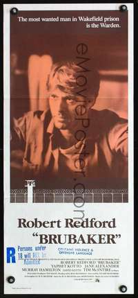 s514 BRUBAKER Australian daybill movie poster '80 Robert Redford in prison!