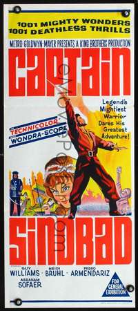 s495 CAPTAIN SINDBAD Australian daybill movie poster '63 deathless thrills!