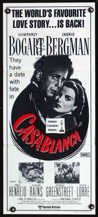 s492 CASABLANCA Australian daybill movie poster R80s Humphrey Bogart, Bergman