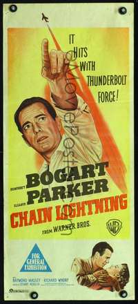 s489 CHAIN LIGHTNING Australian daybill movie poster '49 Humphrey Bogart