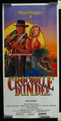s459 CROCODILE DUNDEE Australian daybill movie poster '86 Paul Hogan