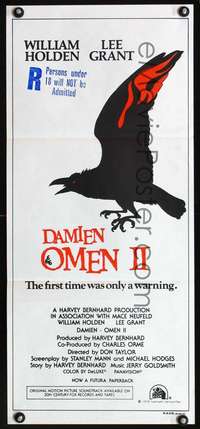 s454 DAMIEN OMEN II Australian daybill movie poster '78 William Holden