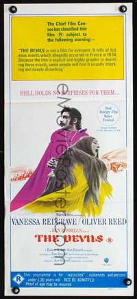 s434 DEVILS Australian daybill movie poster '71 Ken Russell, Redgrave