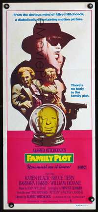 s399 FAMILY PLOT Australian daybill movie poster '76 Alfred Hitchcock