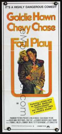 s376 FOUL PLAY Australian daybill movie poster '78 Goldie Hawn, Chevy Chase