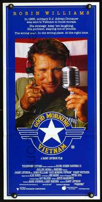 s349 GOOD MORNING VIETNAM Australian daybill movie poster '87 Robin Williams