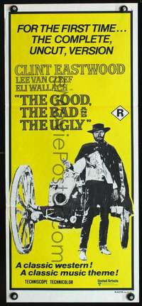 s348 GOOD, THE BAD & THE UGLY Australian daybill movie poster R70s Eastwood