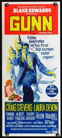 s331 GUNN Australian daybill movie poster '67 Blake Edwards, Craig Stevens
