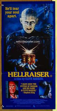 s322 HELLRAISER Australian daybill movie poster '87 Clive Barker, Pinhead!