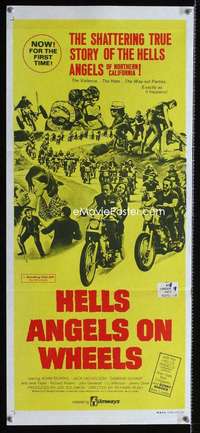 s321 HELLS ANGELS ON WHEELS Aust daybill 1974 shattering true story of Hells Angels of California!