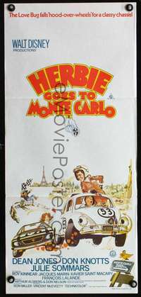 s319 HERBIE GOES TO MONTE CARLO Australian daybill movie poster '77 racing!