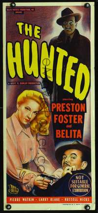 s303 HUNTED Australian daybill movie poster '48 Preston Foster, Belita