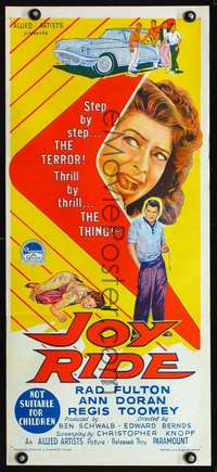 s282 JOY RIDE Australian daybill movie poster '58 bad teens & fast cars!