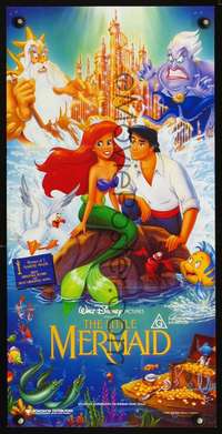 s257 LITTLE MERMAID Australian daybill movie poster '89 Disney cartoon!