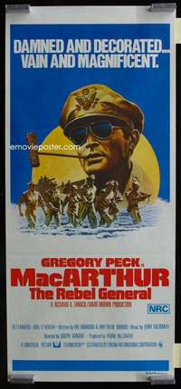 s246 MACARTHUR Australian daybill movie poster '77 General Gregory Peck!