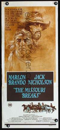 s224 MISSOURI BREAKS Australian daybill movie poster '76 Brando, Nicholson
