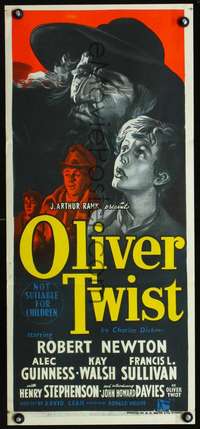 s200 OLIVER TWIST Australian daybill movie poster '51 Guinness, Dickens